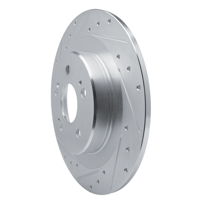 Acura TLX Brake Rotor (1) - Rear Left - R1 Concepts - Drilled & Slotted - Silver - `21-`25